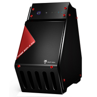 博粉 T9mini 双侧透全铝游戏电脑水冷机箱(3毫米铝材/4毫米双钢化玻璃/全隐线背板/MATX/SSD)黑色